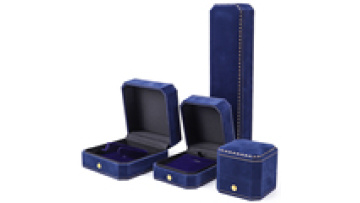 Han Hong wholesale custom jewelry box with logo luxury pendant earrings bracelet necklace ring box Blue velvet jewelry box1