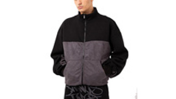 Patchwork Design Custom Logo Fleece Zipper Stand Collar Long Sleeve Sportswear1