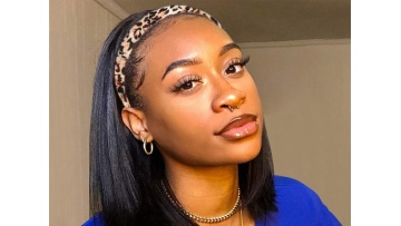 Straight Bob Headband Wig Natural Black Human Hair Wear And Go Wig