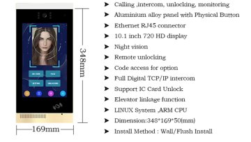 Touch Screen Unlocking System Wifi Ip Smart with 1080p Camera Intercom Dsppa Video Doorbell Phone RJ45 DC 12V IP65 TCP IP CN;GUA1