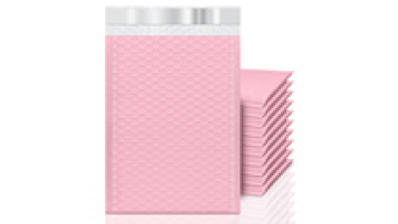 Wholesale Compostable Waterproof Pink Bubble Envelopes with Thank You Tag1