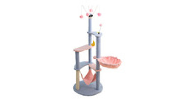 ONE PET Wood pet furniture dolphin style cat climbing tree interactive toy cat tree multifunctional velvet cat tree tower1