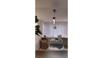 Curved linear wood grain Led pendant light