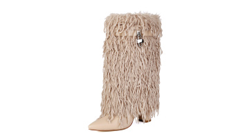 Women Fold Over Faux Fur Mid Calf Boots
