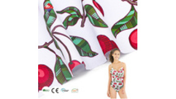 Hawaii Print Fabric Polyester Spandex Blend Stretch Cherry Fruit Printed Fabric for Dress1