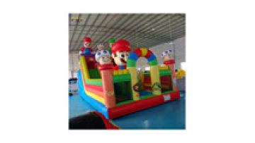 Commercial Cartoon Inflatable Characters Mario Theme Funcity Bouncer Combo with Slides for Kids1