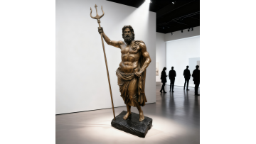 Elegant Bronze Poseidon Statue with Trident for Decorative Display