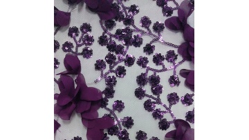 2020 High Quality Purple Handmade tulle Sequins Mesh Lace For Bridal Evening Dress Fabric1
