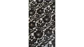 Heavy wholesale precut polyester scuba bonding embroidery lace fabric black and white for dress1