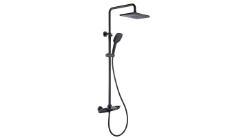 Shower System with Water Fall Spout Commercial Matte Black Contemporary Exposed Shower Faucet System Hot Cold Water Mixer Brass1