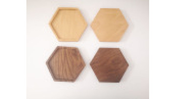 Custom Irregular Wood Tea Cup Coaster - Hexagon Beech/Walnut Drink Coasters1