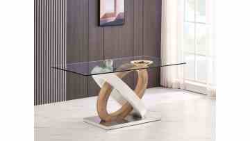TL-21F06 thick glass dining table 160cm with MDF frame
