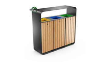 Outdoor Public Sorting Trash Bin Classified Garbage Garden Compartments Wpc Wood Recycling Trash Cans1