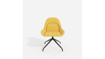 Classic Nordic Design Fabric Upholstered Soft Seat Metal Leg Swivel Base Dining Chair