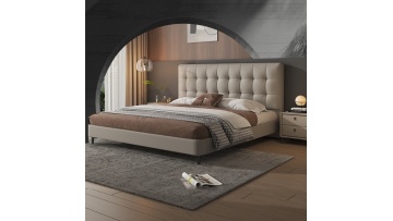 Cream white leather bed