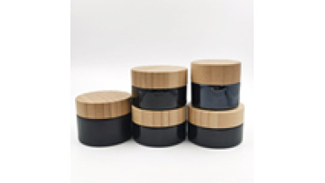 Custom Laser Engraved Glass Jars with Bamboo Lids - Matte Black Finish1