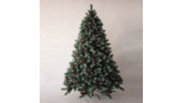 Premium Hinged Snow Flocked Pine Christmas Tree with Red Berries1