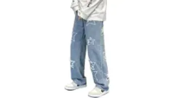 Custom Baggy Jeans for Men Wide Leg Straight Denim Pants Hip Hop Loose Trousers Streetwear1