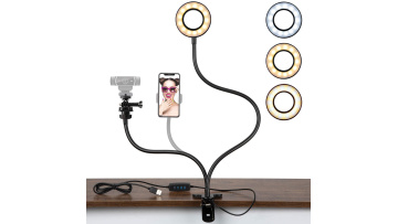 Hot Selling Multi Function 3 Desk LED Ring Selfie Light for Live Broadcast and Clip Cell Phone Holder1