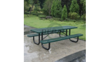 Outdoor Patio Steel Mesh Park Camping Expanded Metal 6ft 8ft Long Commercial Picnic Table With Bench1