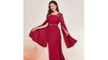 Embroidery V-neck Lantern Long Sleeve Women Dresses Sequined Mesh Tulle Clothing Lady Elegant Evening Dress1