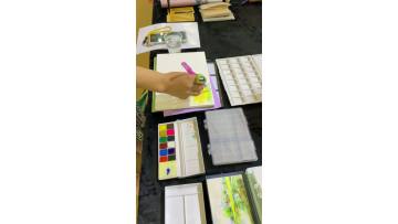 Solid Watercolor pigment testing at the fair