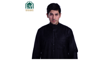 Wholesale Solid Color Black Men Abaya Jubah Baju Koko mens thawb khamis men thobe1