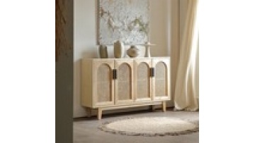 Cheap wholesale nordic style  modern designs natural  sideboard display storage living room rattan kitchen  wood cabinet1
