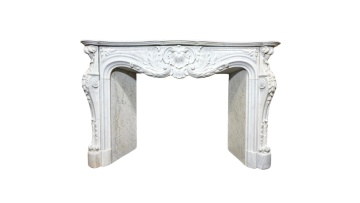 Elegant Antique-Replica French Carrara Marble Mantel indoor