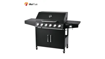 Commercial Stainless Steel Gas Barbeque Outdoor Gas Grill 6 Burner+1 Side Burner Gas BBQ Grill with Cabinets Wheels1