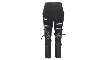 Hot Selling Fashion Men Jeans Trouser With Ribbons Ripped Cargo Mens Skinny Jeans1