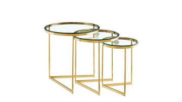 TL-AS331G 3-Piece Gold Nesting End Tables Space-Art System