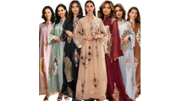 Middle East Cross Border Women's Dress Muslim Evening Dress Pearl Embroidered Dress Women Muslim Abaya Dubai 20241