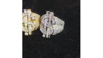 Iced Out Cool Mens Bling Gold Silver Rings US Dollars Signs Rich CZ Cubic Zircon Luxury Rings Jewelry1