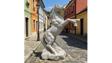 white-marble-horse-statue-on-white-background