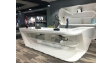 Modern Luxury White Office Furniture l Shape Curved Modular Office Desk1