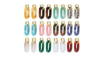 Stone 38mm 0 Shape Pendant Drop Earring SE2005G