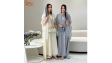 Islamic New Design Embroidery Factory Muslim Long Cardigan Kaftan Kimono Abaya Long Dress Women Islamic Dress1