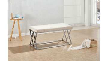 Velvet Ottoman bench with stainless steel Legs