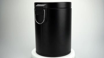 black stainless steel pedal bin