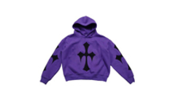 Custom Streetwear Oversized 500gsm French Terry Cotton Cross Logo Patch Anime Embroidery Black Men's Hoodies1