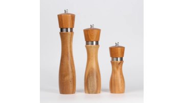 Wholesale Customizable Natural Wooden  Pepper Mill Manual Salt And Pepper Grinder  Set1