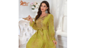 Elegant Slim Abaya Muslim Modest Long Sleeve Muslim Women's Dress1