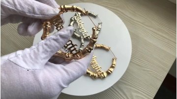 Sumando 2022 new fashion big hoop earrings personalized Custom name bamboo earrings1