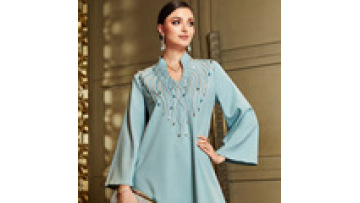 Eid Mubarak Abaya Women Muslim Dress 2023 Dubai Luxury Special Neck Arabic Style Kaftan Dubai Muslim Abaya1