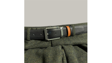 Business Casual Double sided Black&Orange Leather 