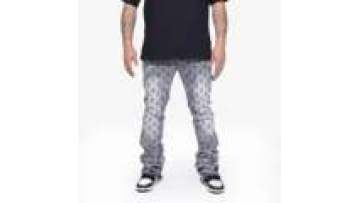 High Quality Fashion Hign Street Style Mens Skinny Fit Washed Stacked Jeans1