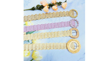 RW Fashion Candy Color Skinny Raffia Belt with Sunflower Shape Pin Buckle1