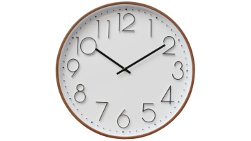Minimalist Wood & Black Clock: 3D Arabic Numbers on White Dial (20-inch)