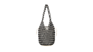 Vintage Wood Bead Knitted Bucket Bag